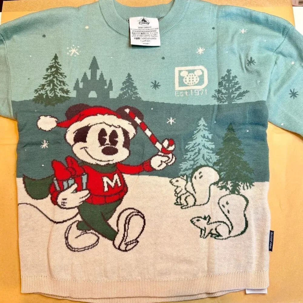 Mickey Mouse Holiday Spirit Jersey Sweater Walt Disney World Kids Size 5/6 NWT